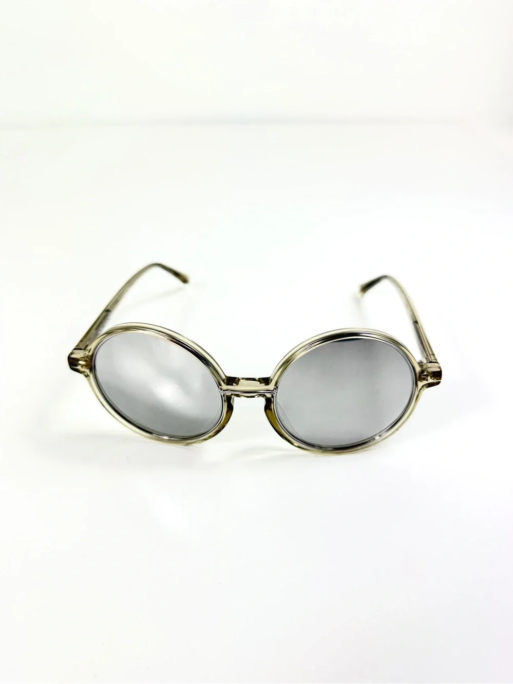 Linda Farrow LFL650 Oversized Round Sunglasses White Gold Titanium Full Set